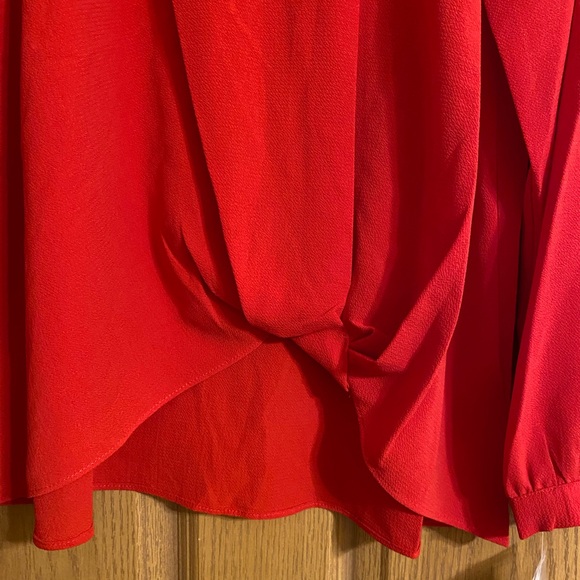 NWT Zac & Rachel crimson red long sleeve, high/low blouse. Sz. Large. - Picture 3 of 6